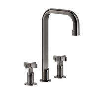 Gessi Inciso+ Mélangeur lavabo 3 trous, bec H=212 mm x saillie 162 mm, sans garniture mécanique, 58116706, Couleur: Métal noir PVD