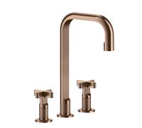 Gessi Inciso+ Mélangeur lavabo 3 trous, bec H=212 mm x saillie 162 mm, sans garniture mécanique, 58116708, Couleur: Cuivre brossé PVD