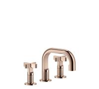 Gessi Inciso+ Mélangeur lavabo 3 trous, bec H=59 mm x saillie 140 mm, sans garniture mécanique, 58112030, Couleur: PVD de cuivre