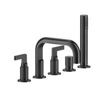 Gessi Inciso- Mitigeur de baignoire 5 trous à 2 poignées, bec de baignoire 193 mm, vanne déviatrice séparée, douchette à main et flexible de douche de 1,50 m, 58040187, Couleur: Bronze antique