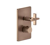 Gessi Inciso Set de montage final pour douche, pour thermostat encastré avec vanne darrêt, une sortie pour UPK 09269, 58232708, Couleur: Cuivre brossé PVD
