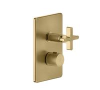 Gessi Inciso Set de montage final pour douche, pour thermostat encastré avec vanne darrêt, une sortie pour UPK 09269, 58232727, Couleur: Laiton brossé PVD