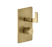 Gessi Inciso Set de montage final pour douche, pour thermostat encastré, cartouche de déviation 3 voies on-off, pour UPK 09269, 58136727, Couleur: Laiton brossé PVD