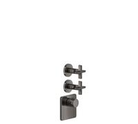Gessi Inciso Wellness Set de montage final pour thermostat encastré 3/4 haut débit, montage vertical, 2 voies séparées, 58344706, Couleur: Métal noir PVD
