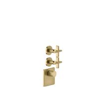 Gessi Inciso Wellness Set de montage final pour thermostat encastré 3/4 haut débit, montage vertical, 2 voies séparées, 58344727, Couleur: Laiton brossé PVD