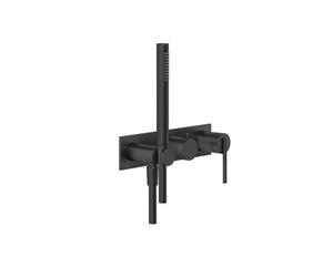 Gessi Ingranaggio ensemble prêt à lemploi mélangeur monocommande douche/baignoire, plaque carrée pour corps caché, 63543299, Couleur: Noir XL
