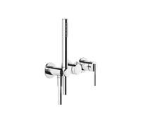 Gessi Ingranaggio kit prêt à lemploi mélangeur monocommande douche/baignoire, rosaces rondes pour corps caché, 63545707, Couleur: Métal noir brossé PVD