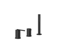 Gessi Ingranaggio Mélangeur bain-douche 3 trous, cartouche déviatrice 2 voies, bec de baignoire séparé, flexible de douche 1,50 m, douchette anticalcaire extractible, 63547299, Couleur: Noir XL