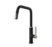 GESSI mitigeur robinet de cuisine avec douche extractible 60053 OFFICINE Collection (Finox Nickel brossé / Noir mat - Métal)