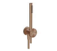 Gessi Origini Set de douche avec coude de raccordement mural, support, flexible, douchette à main, montage mural, 66123708, Couleur: Cuivre brossé PVD