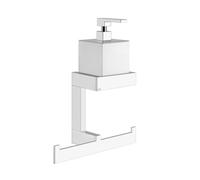 Gessi Rettangolo Accessoires Combinaison avec distributeur de savon blanc et porte-serviettes, montage mural, 20879727, Couleur: Laiton brossé PVD