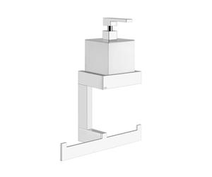 Gessi Rettangolo Accessoires Combinaison avec distributeur de savon blanc et porte-serviettes, montage mural, 20879708, Couleur: Cuivre brossé PVD