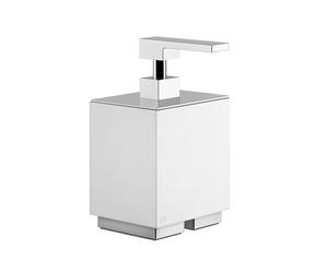 Gessi Rettangolo Accessoires Distributeur de savon version sur pied, récipient blanc, 20837149, Couleur: Optique Finox