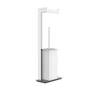 Gessi Rettangolo accessoires stand combinaison porte-rouleau de papier et ensemble de brosse de toilette, récipient blanc, 20933727, Couleur: Laiton brossé PVD