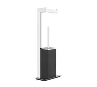 Gessi Rettangolo accessoires stand combinaison porte-rouleau de papier et ensemble de brosse de toilette, récipient noir, 20934031, Couleur: chrome