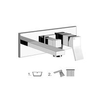 Gessi Rettangolo K, ensemble de douche prêt à poser pour mitigeur monocommande encastré avec bec de baignoire, inverseur 2 voies, bec de baignoire, sortie ouverte après inverseur, 735, 53136299, Coule