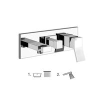 Gessi Rettangolo K, kit prêt à poser pour mitigeur monocommande de baignoire, inverseur 2 voies, raccordement mural direct coude avec support, 735, 53141299, Couleur: Noir XL