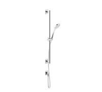 Gessi Rilievo, ensemble barre de douche, avec douchette à main anticalcaire à 1 jet, flexible de douche 1,50 m et raccord mural coudé 1/2, 59242706, Couleur: Métal noir PVD