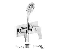 Gessi Rilievo, kit prêt à poser pour mitigeur monocommande de baignoire, inverseur 2 voies, coude de raccordement mural direct avec support, 59141706, Couleur: Métal noir PVD