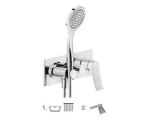Gessi Rilievo, kit prêt à poser pour mitigeur monocommande de baignoire, inverseur 2 voies, coude de raccordement mural direct avec support, 59141726, Couleur: Bronze chaud brossé PVD