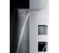 Gessi Tremillimetri, douche de tête 200, pour montage mural avec pluie et cascade, largeur 195mm x centre de pluie 400mm, 735, 33053706, Couleur: Métal noir PVD