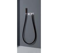 Gessi Tube deau Kneipp, kit prêt à monter pour tuyau Kneipp noir avec pomme de douche en bois, avec vanne darrêt deau froide, support de douche et coude de raccordement mural, 32932087, Couleur: CCP o