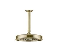 Gessi Venti20 Douche de tête anticalcaire, D229mm, avec articulation et bras de plafond 288mm, montage au plafond, 65152727, Couleur: Laiton brossé PVD