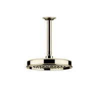 Gessi Venti20 Douche de tête anticalcaire, D229mm, avec articulation et bras de plafond mesure spéciale à indiquer 110-1900mm, montage au plafond, 65150710, Couleur: Laiton PVD