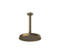 Gessi Venti20 Douche de tête anticalcaire, D229mm, avec articulation et bras de plafond mesure spéciale à indiquer 110-1900mm, montage au plafond, 65150713, Couleur: Laiton antique