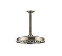 Gessi Venti20 Douche de tête anticalcaire, D229mm, avec articulation et bras de plafond mesure spéciale à indiquer 110-1900mm, montage au plafond, 65150149, Couleur: Optique Finox