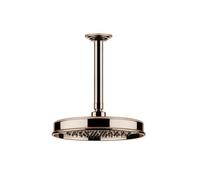 Gessi Venti20 Douche de tête anticalcaire, D229mm, avec articulation et bras de plafond mesure spéciale à indiquer 110-1900mm, montage au plafond, 65150030, Couleur: PVD de cuivre