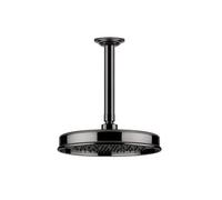 Gessi Venti20 Douche de tête anticalcaire, D229mm, avec articulation et bras de plafond mesure spéciale à indiquer 110-1900mm, montage au plafond, 65150706, Couleur: Métal noir PVD
