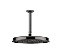 Gessi Venti20 Douche de tête anticalcaire, D328mm, avec articulation et bras de plafond mesure spéciale à indiquer 110-1900mm, montage au plafond, 65155706, Couleur: Métal noir PVD