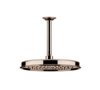 Gessi Venti20 Douche de tête anticalcaire, D328mm, avec articulation et bras de plafond mesure spéciale à indiquer 110-1900mm, montage au plafond, 65155030, Couleur: PVD de cuivre