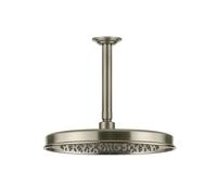 Gessi Venti20 Douche de tête anticalcaire, D328mm, avec articulation et bras de plafond mesure spéciale à indiquer 110-1900mm, montage au plafond, 65155149, Couleur: Optique Finox