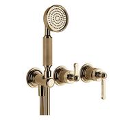 Gessi Venti20 Set de finition mitigeur bain/douche, avec coude de raccordement mural, cartouche de dérivation 2 voies, montage mural, 65036735, Couleur: Bronze chaud PVD