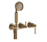 Gessi Venti20 Set de finition mitigeur bain/douche, avec coude de raccordement mural, cartouche de dérivation 2 voies, montage mural, 65036726, Couleur: Bronze chaud brossé PVD