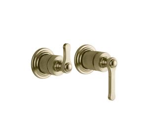 Gessi Venti20 Set de finition Mitigeur bain/douche, pour bec séparé, cartouche de déviation 2 voies, montage mural, 65038727, Couleur: Laiton brossé PVD