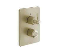 Gessi Venti20 Set de finition thermostatique, cartouche de déviation, 2 voies, avec cartouche thermostatique et RV, montage mural, 65135727, Couleur: Laiton brossé PVD
