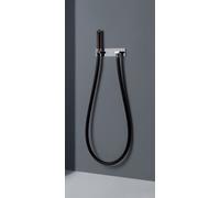 Gessi Water Tube Kneipp, tuyau Kneipp noir, douchette en bois, version avec support de douche et coude de raccordement mural, 32961735, Couleur: Bronze chaud PVD