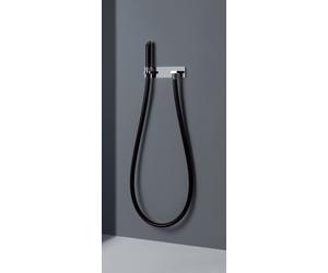 Gessi Water Tube Kneipp, tuyau Kneipp noir, douchette en plastique, version avec support de douche et coude de raccordement mural, 32963031, Couleur: chrome