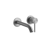 Gessi316 Cesello kit prêt à poser pour mitigeur monocommande encastré de lavabo, rosaces simples D65 mm, bec verseur 200-170 mm, sans vidage, 54486707, Couleur: Métal noir brossé PVD