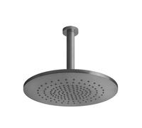 Gessi316 douche de tête anticalcaire D355 mm, avec joint et bras de plafond 276 mm, 727, 54152239, Couleur: Acier inoxydable brossé mat
