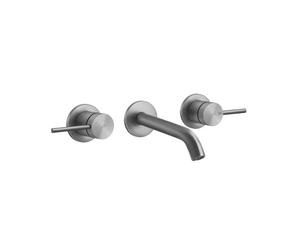 Gessi316 Flessa set de finition pour mitigeur de lavabo mural à 2 mains, bec fixe, sans garniture mécanique, bec 146-126 mm, 727, 54092239, Couleur: Acier inoxydable brossé mat
