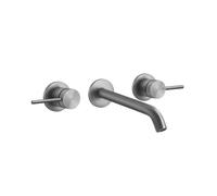 Gessi316 Intreccio set de finition-montage pour mitigeur de lavabo mural à 2 mains, bec fixe, bec 200-180 mm, sans garniture découlement, 54194239, Couleur: Acier inoxydable brossé mat