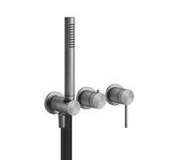 Gessi316 kit prêt à lemploi mitigeur monocommande pour douche ou baignoire à encastrer, cartouche dinversion 2 voies, rosaces simples, 54039299, Couleur: Noir XL