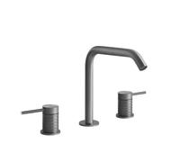 Gessi316 Meccanica Mélangeur lavabo 3 trous avec bec H=162 mm x saillie 156 mm, tuyau de raccordement 3/8 sans vidange, 54212299, Couleur: Noir XL