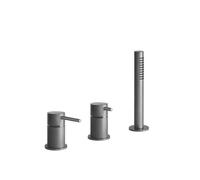 Gessi316 Mélangeur de baignoire à trois trous avec cartouche de déviation à deux voies pour bec de baignoire séparé, 54043239, Couleur: Acier inoxydable brossé mat