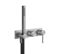 Gessi316 set prêt à lemploi mitigeur monocommande pour douche ou baignoire pour corps caché, cartouche dinversion 2 voies, une rosace, 54038727, Couleur: Laiton brossé PVD