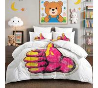 Geste Pouce Levé Couette 200 x 200 cm, Couette Confortable Respirante Douce pour 4 Saisons avec 2 Taies d'oreiller - Lavable & Hypoallergénique - Édredon pour Adolescents Garçons, Style De Rue Rétro